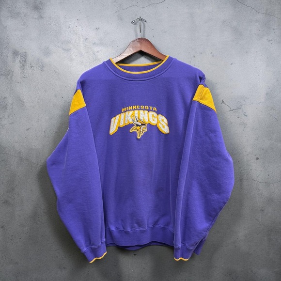 NFL Other - Vintage NFL Minnesota Vikings Crewneck Sweatshirt Purple Gold Mens XL Y2K Sports